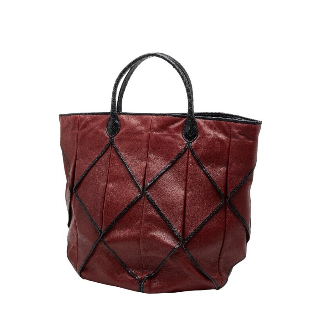 Bottega Veneta red leather black python handbag